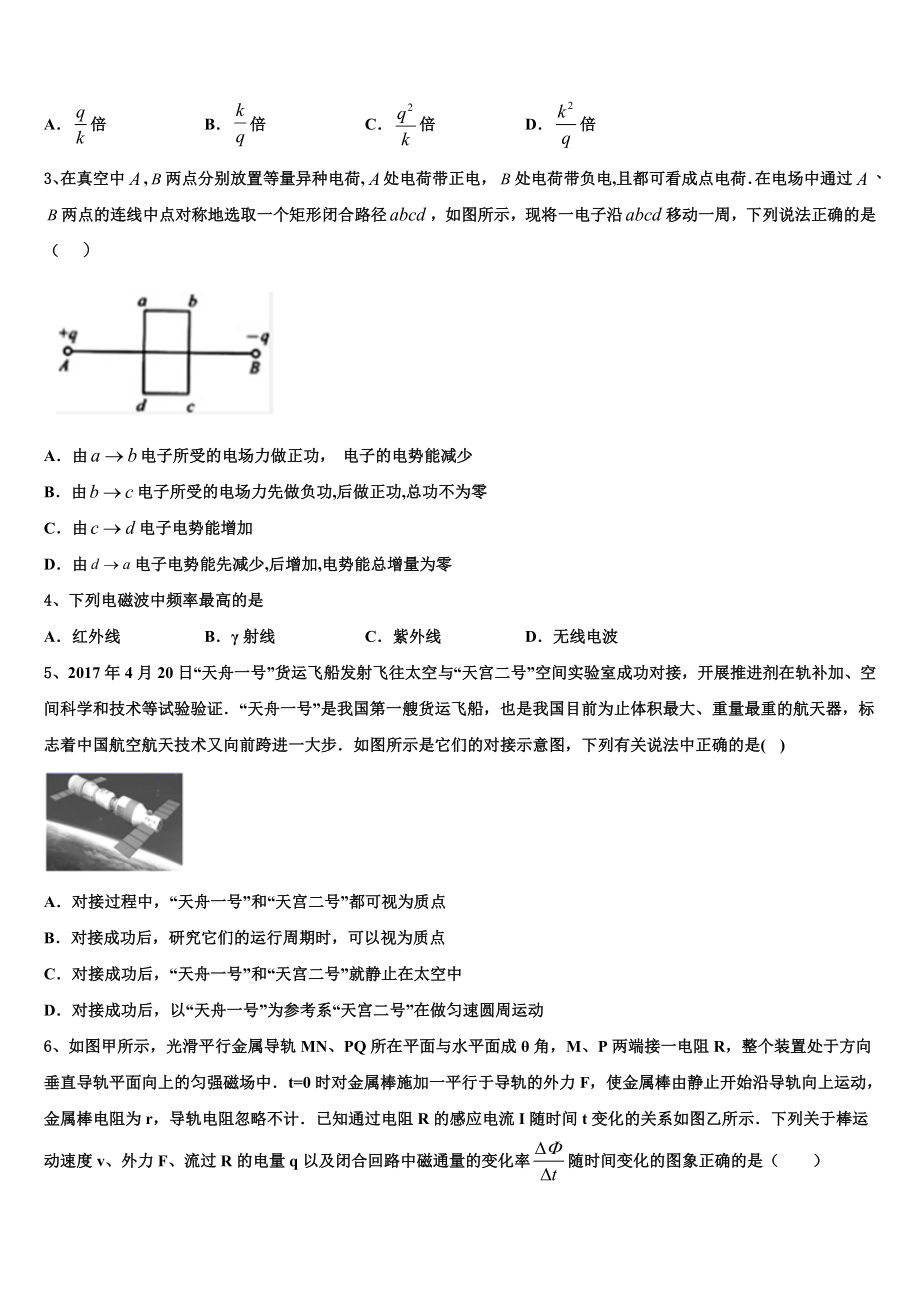 2023届湖南省衡阳市高二物理第二学期期末学业水平测试模拟试题（含解析）.doc_第2页