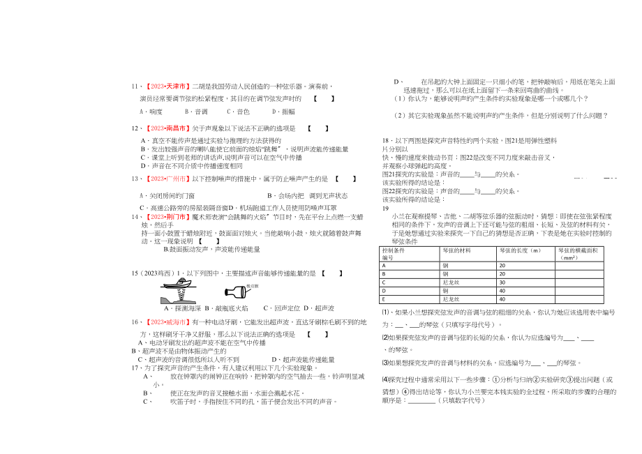 2023年八级物理上册第一章声现象复习提纲人教新课标版.docx_第2页