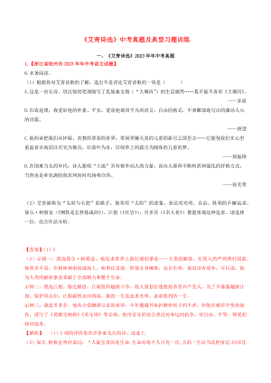 2023学年中考语文常考名著专题18艾青诗选中考真题及典型习题训练.docx