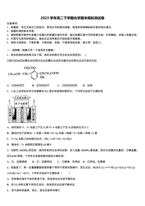 2023届吉林省长春市十一高中等九校教育联盟化学高二下期末质量检测模拟试题（含解析）.doc