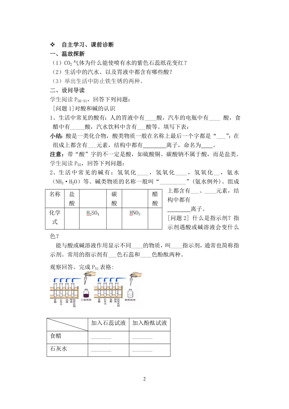 2023学年九年级化学下册第十单元酸和碱课题1常见的酸和碱第1课时习题新版（人教版）.doc_第2页