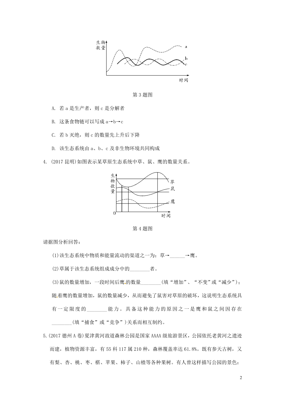 2023学年中考生物重难点突破生态系统练习含解析.doc_第2页