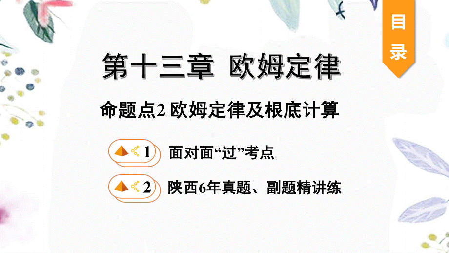 陕西省2023学年年中考物理一轮复习基醇点一遍过第十四章欧姆定律命题点2欧姆定律及基础计算课件2.pptx_第1页