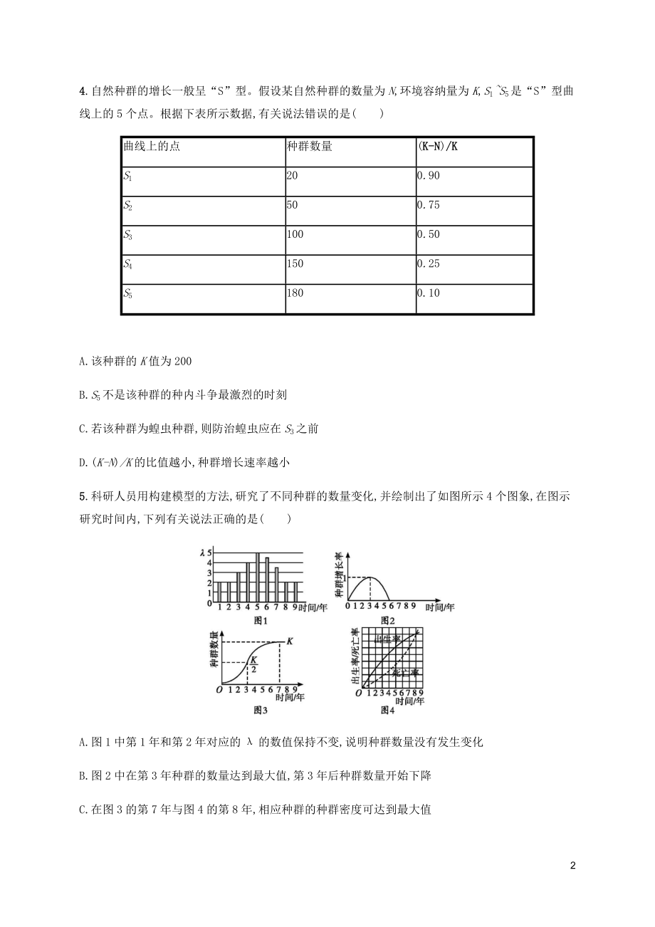 2023学年高考生物大二轮复习专题突破练12种群与群落含解析.docx_第2页