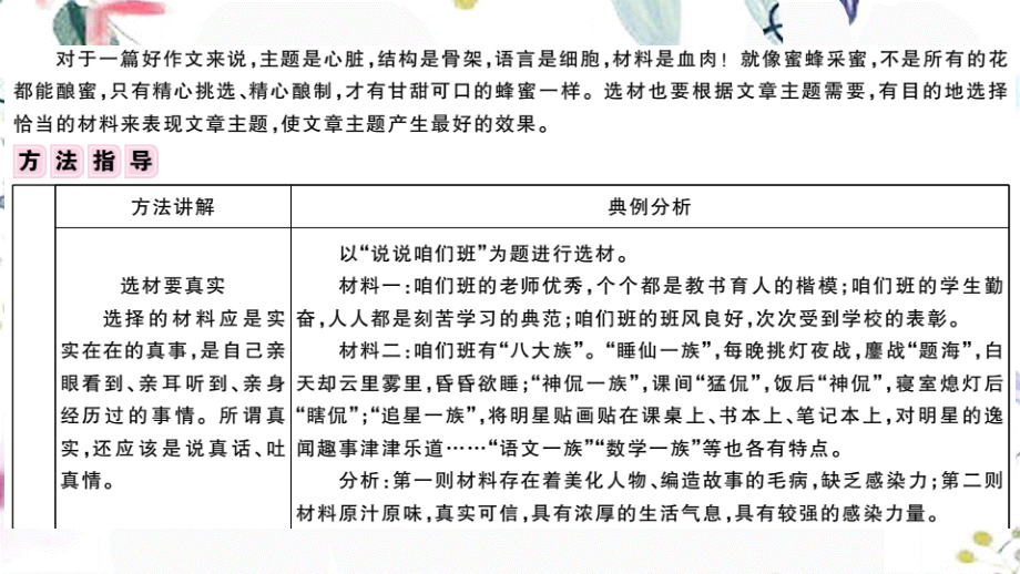 2023学年春七年级语文下册第四单元写作指导怎样选材习题课件（人教版）2.pptx_第2页