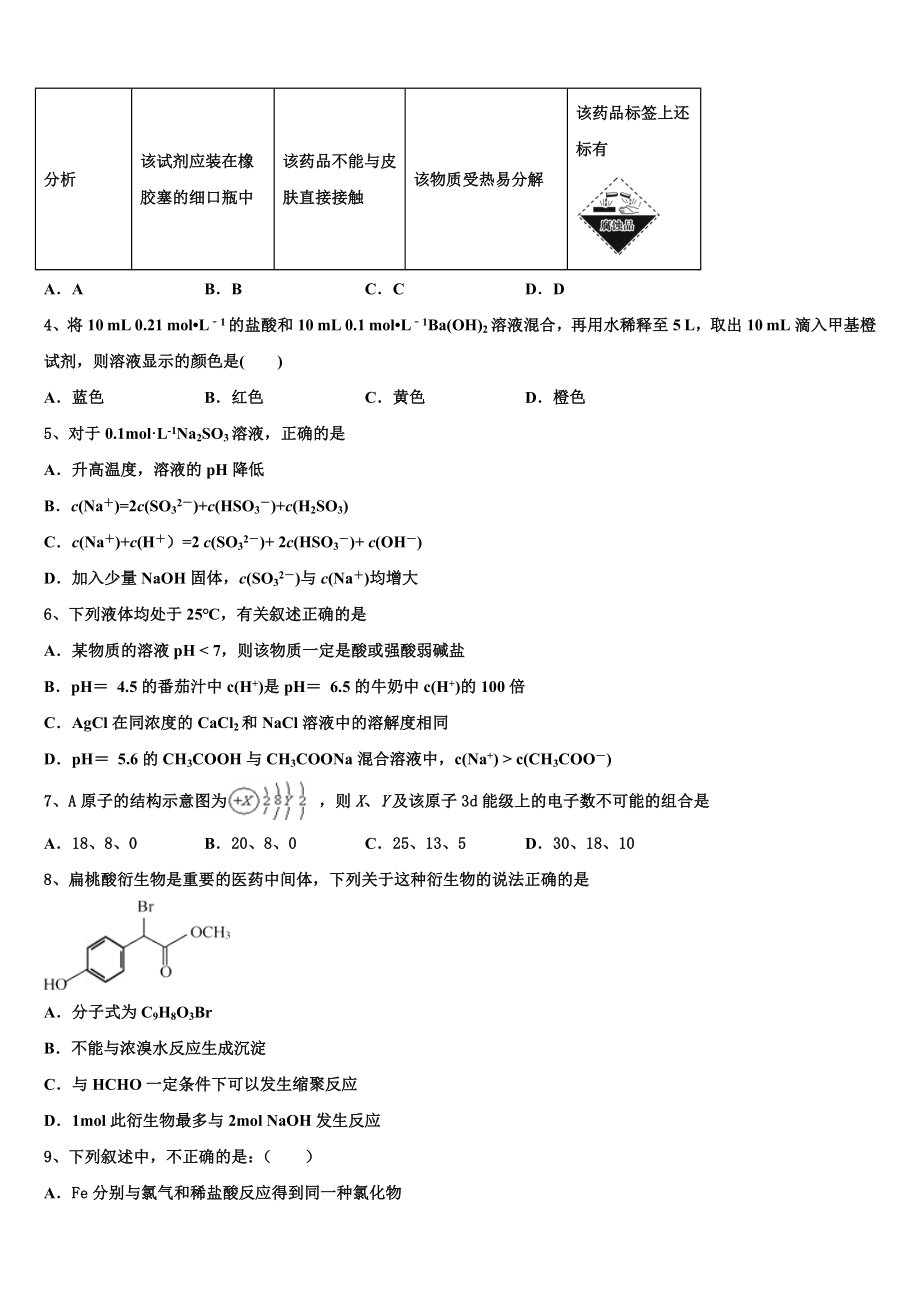 呼和浩特市重点中学2023学年高二化学第二学期期末综合测试试题（含解析）.doc_第2页