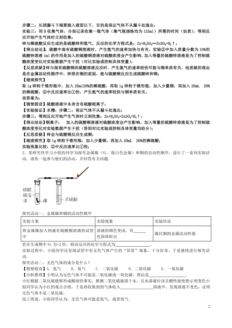 2023学年届中考化学总复习冲刺考点专题科学探究题含解析.doc_第2页