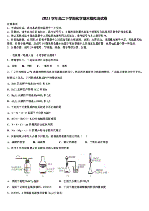 上海宝山同洲模范学校2023学年高二化学第二学期期末经典试题（含解析）.doc