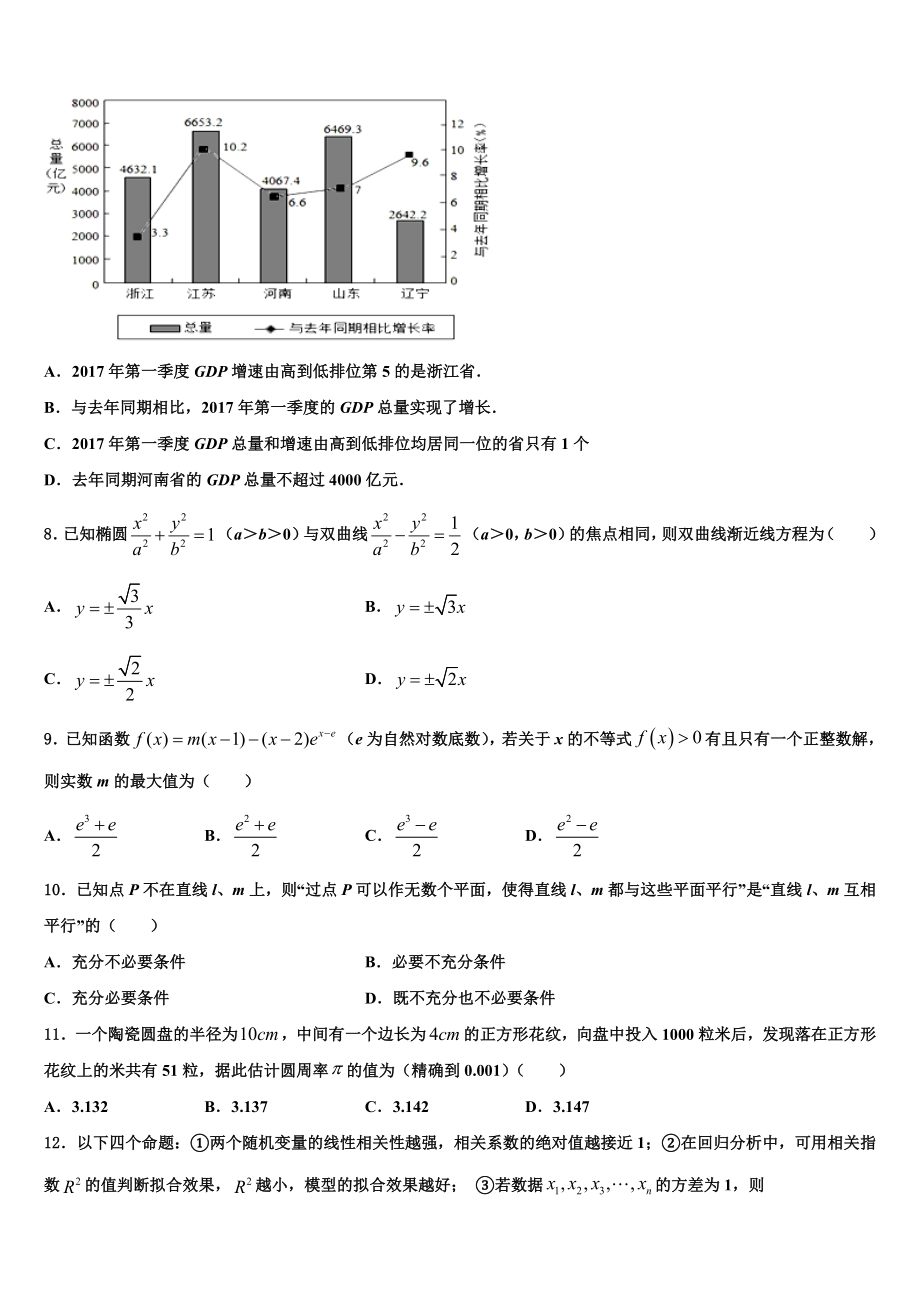 云南省梁河县一中2023学年高三下学期联合考试数学试题（含解析）.doc_第2页