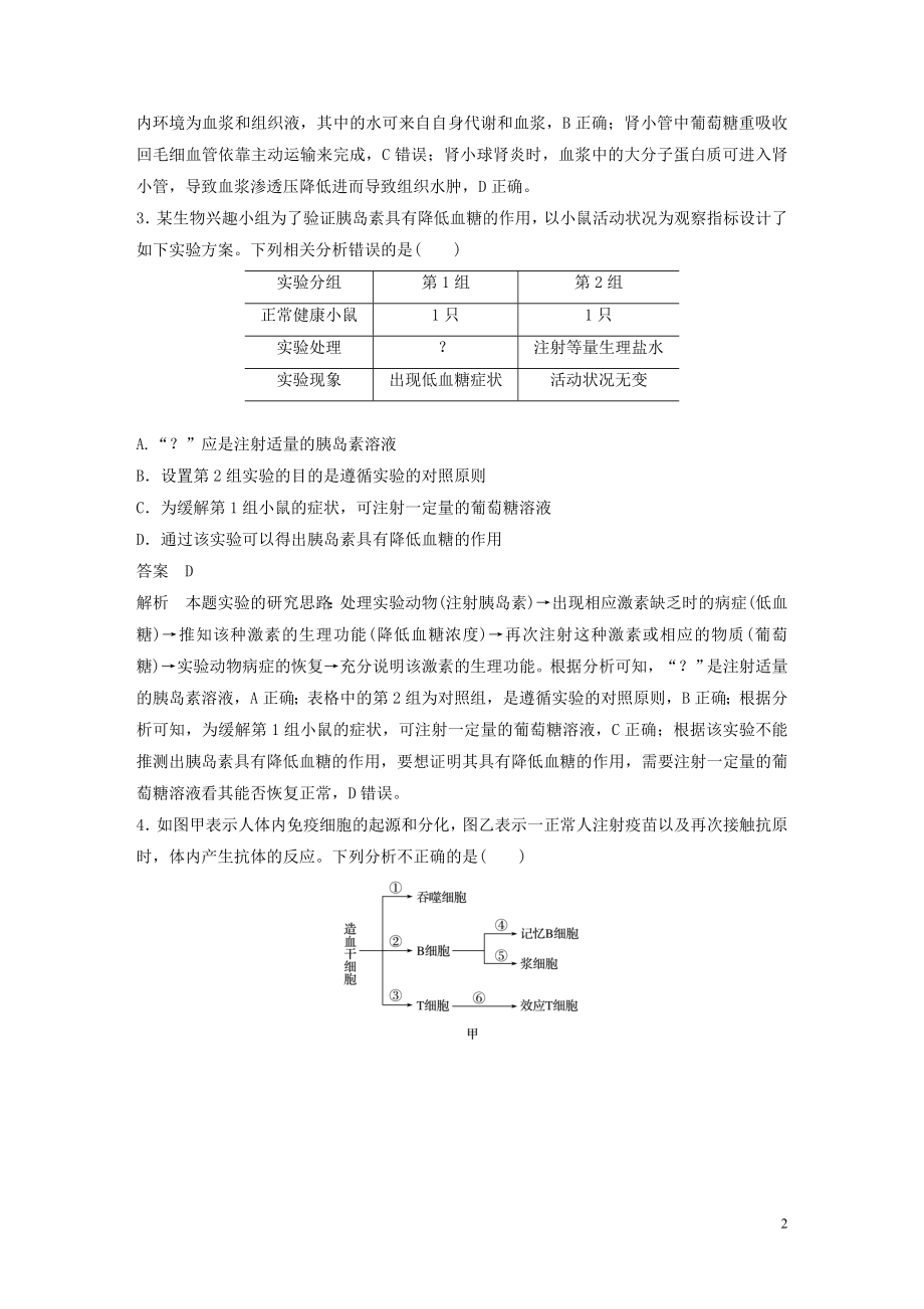 2023学年年高考生物三轮冲刺抢分专项练专项一选择题满分练七个体稳态与调节含解析.docx_第2页