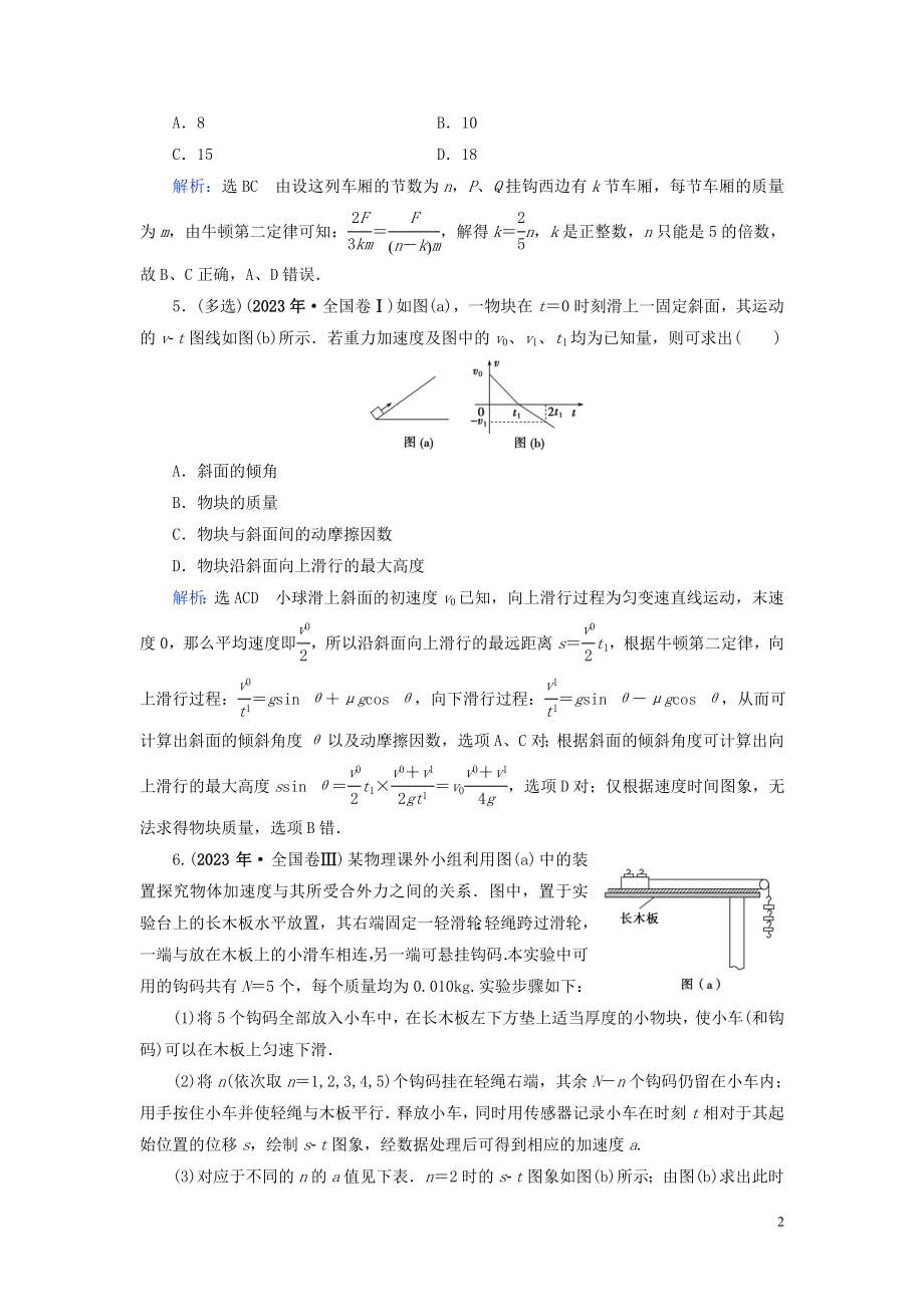 2023学年高中物理第4章牛顿运动定律章末高考真题链接练习（人教版）必修1.doc_第2页