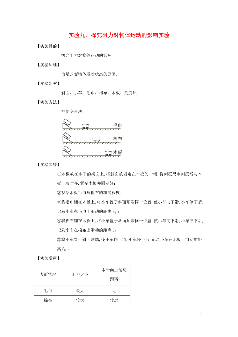 2023学年中考物理必考25个实验考学练实验09探究阻力对物体运动的影响实验含解析.docx_第1页