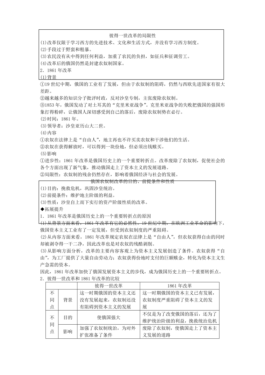 2023学年八年级历史与社会下册第七单元工业革命与马克思主义的诞生7.3资本主义的扩展第三框俄国改革同步练习含解析（人教版）.doc_第2页