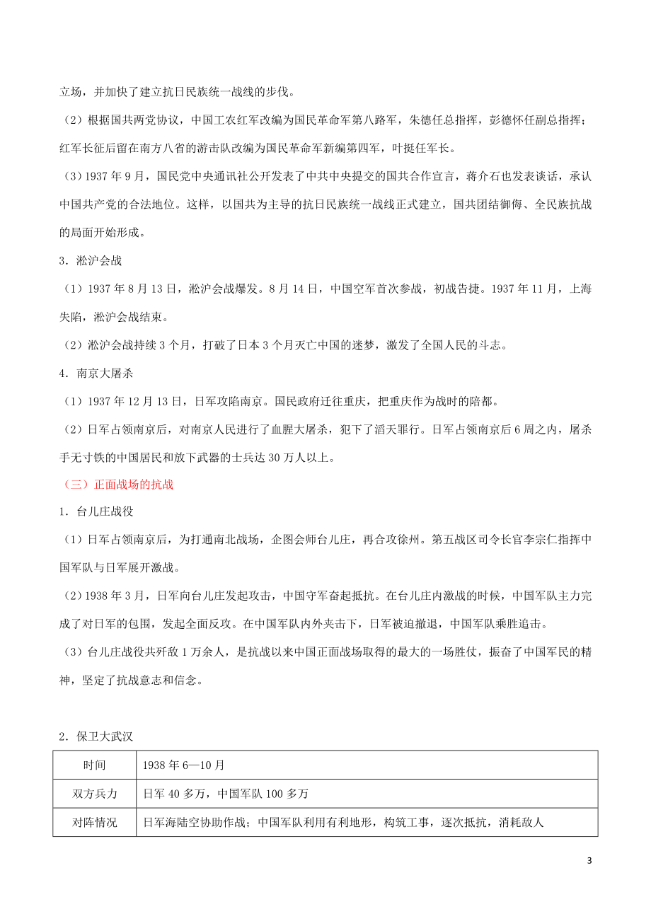 2023学年中考历史中国近代史考点10中华民族的抗日战争含解析.doc_第3页