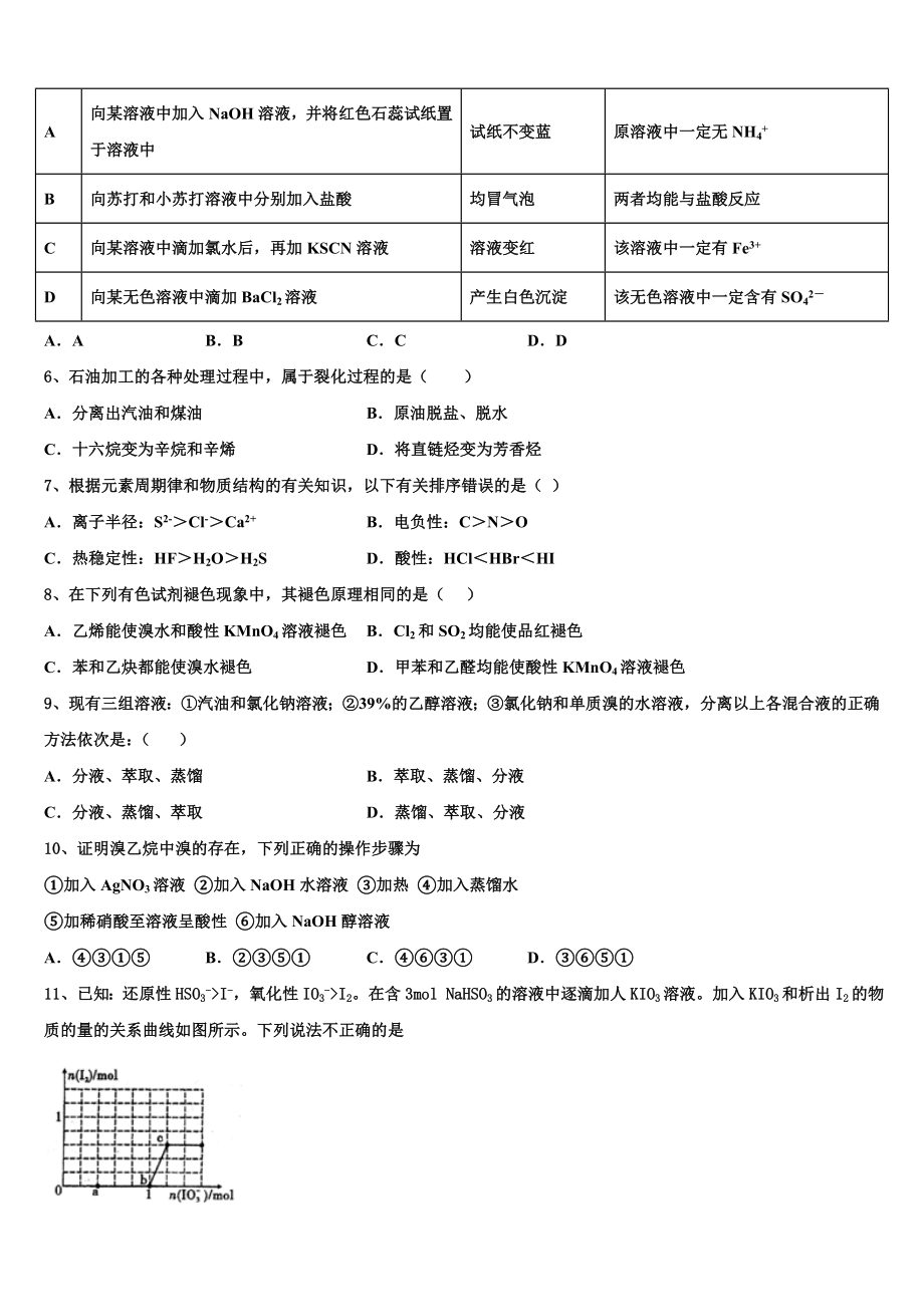 2023届四川省泸县第四中学化学高二下期末质量检测试题（含解析）.doc_第2页