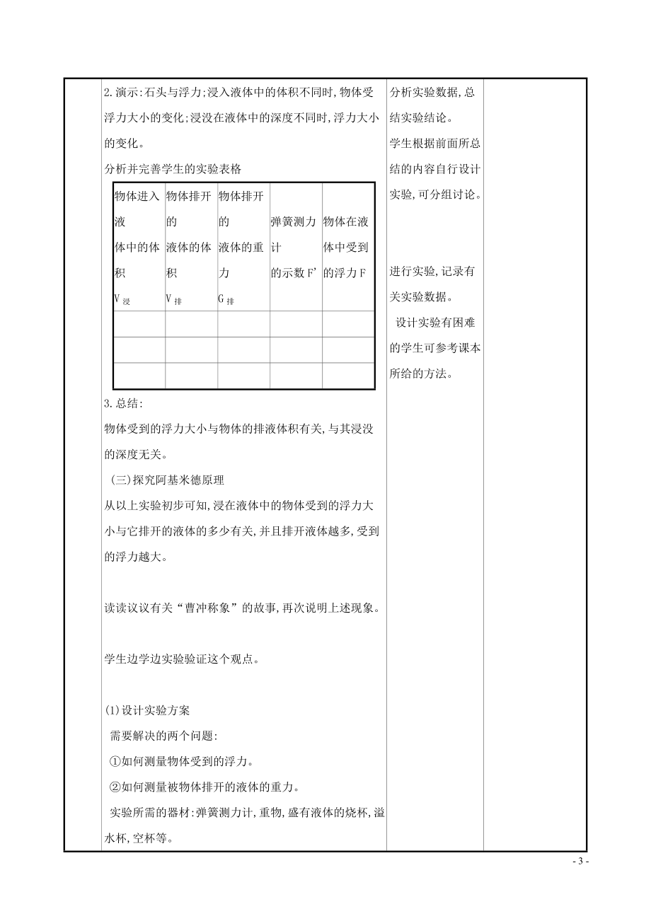 2023学年八年级物理全册第九章第二节阿基米德原理教案新版沪科版.doc_第3页