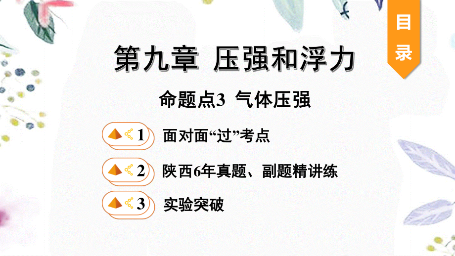 陕西省2023学年年中考物理一轮复习基醇点一遍过第十章压强和浮力命题点3气体压强课件2.pptx_第1页