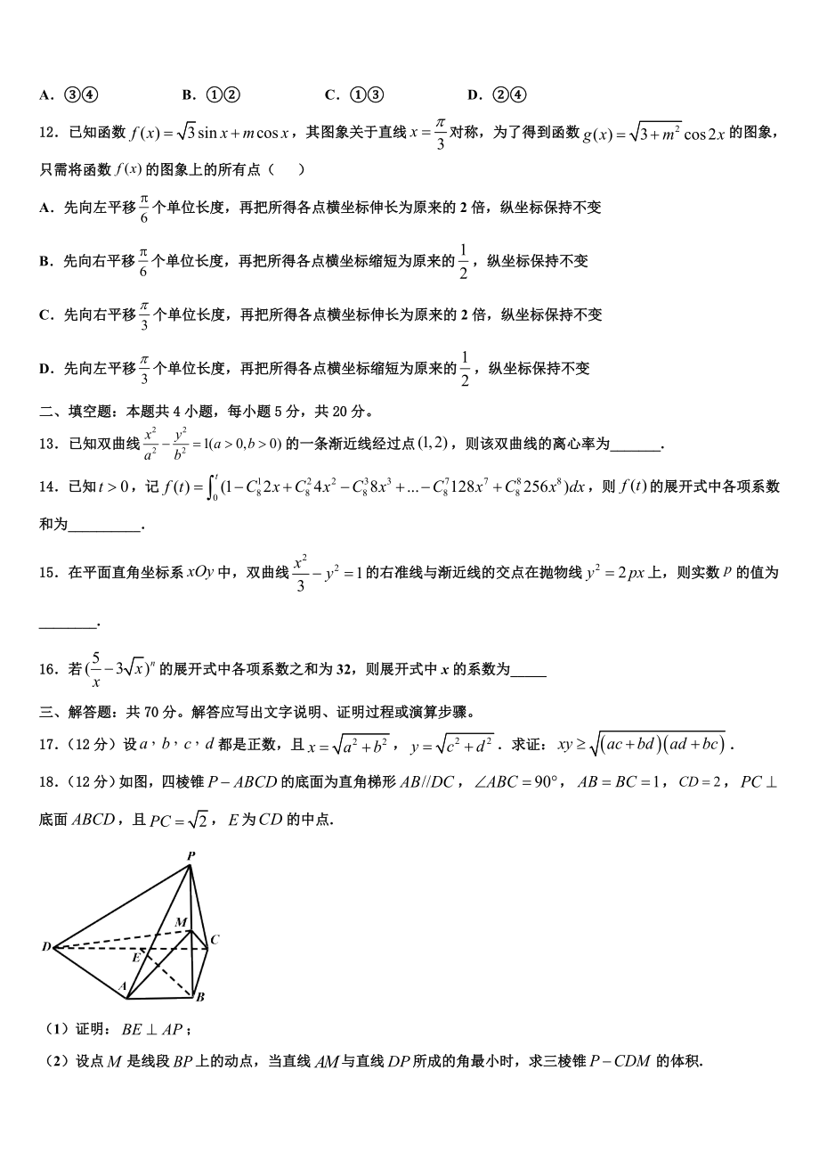 吉林省吉林市普通高中友好学校联合体2023学年高考仿真卷数学试题（含解析）.doc_第3页