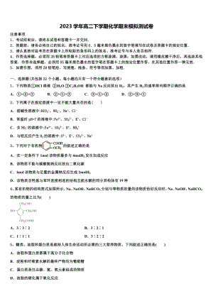 2023届江苏省南京市天印高级中学化学高二下期末质量检测试题（含解析）.doc