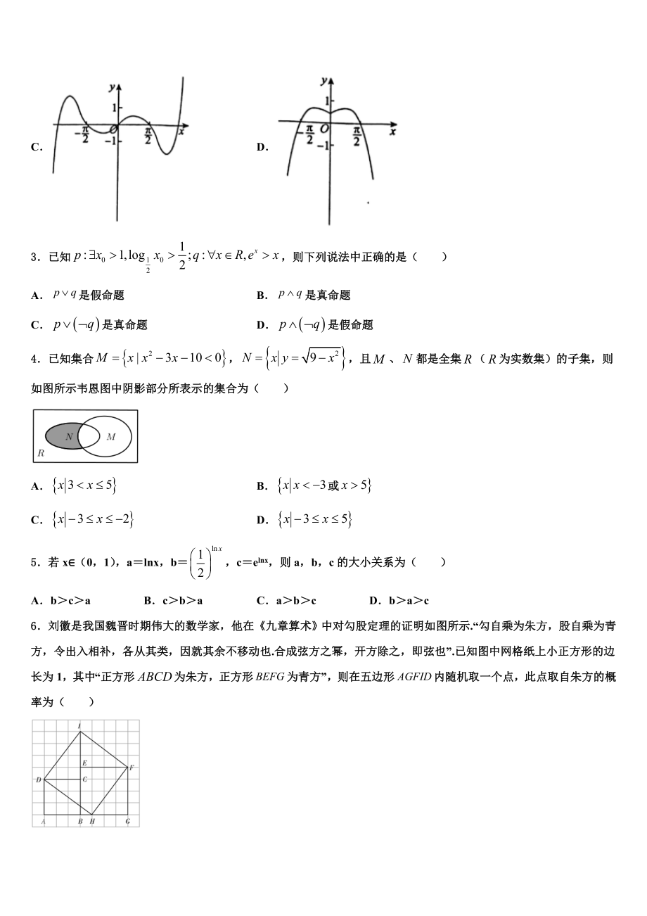 2023学年甘肃省张掖二中高三下学期第一次联考数学试卷（含解析）.doc_第2页