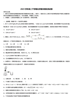 2023届黑龙江省哈尔滨师大附中高二化学第二学期期末教学质量检测模拟试题（含解析）.doc