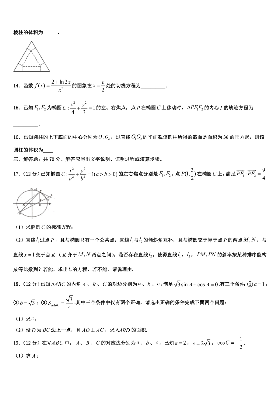 2023届湖北省武汉市重点中学高考适应性考试数学试卷（含解析）.doc_第3页