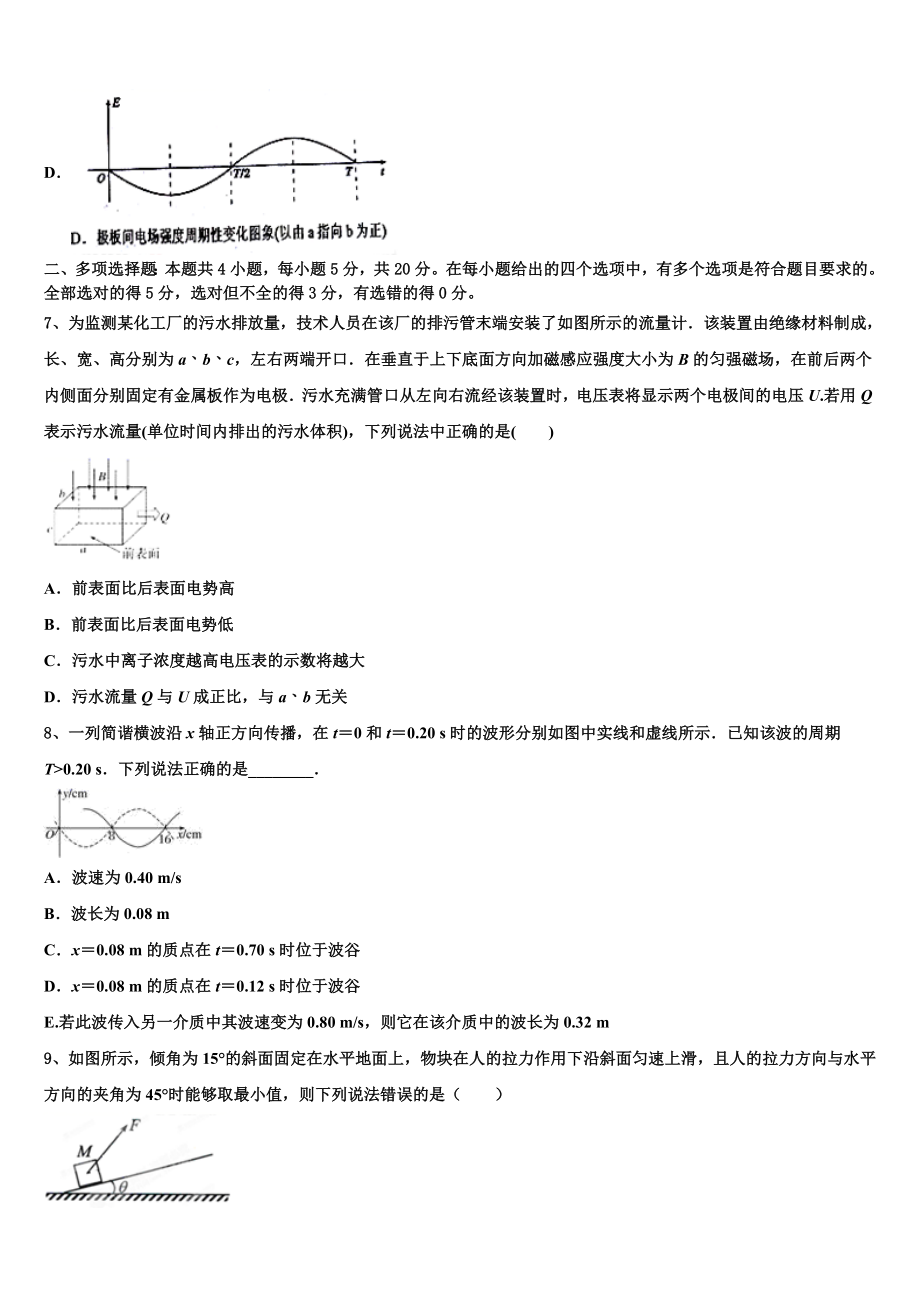 2023学年黑龙江省大庆市大庆铁人中学物理高二下期末学业质量监测模拟试题（含解析）.doc_第3页