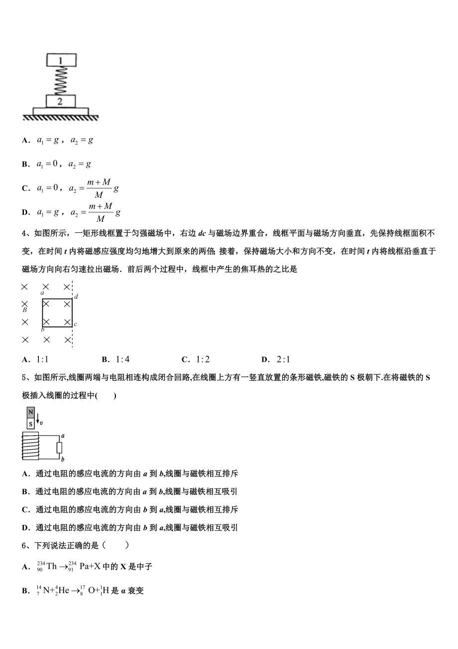 上海市晋元中学2023学年物理高二第二学期期末教学质量检测模拟试题（含解析）.doc_第2页