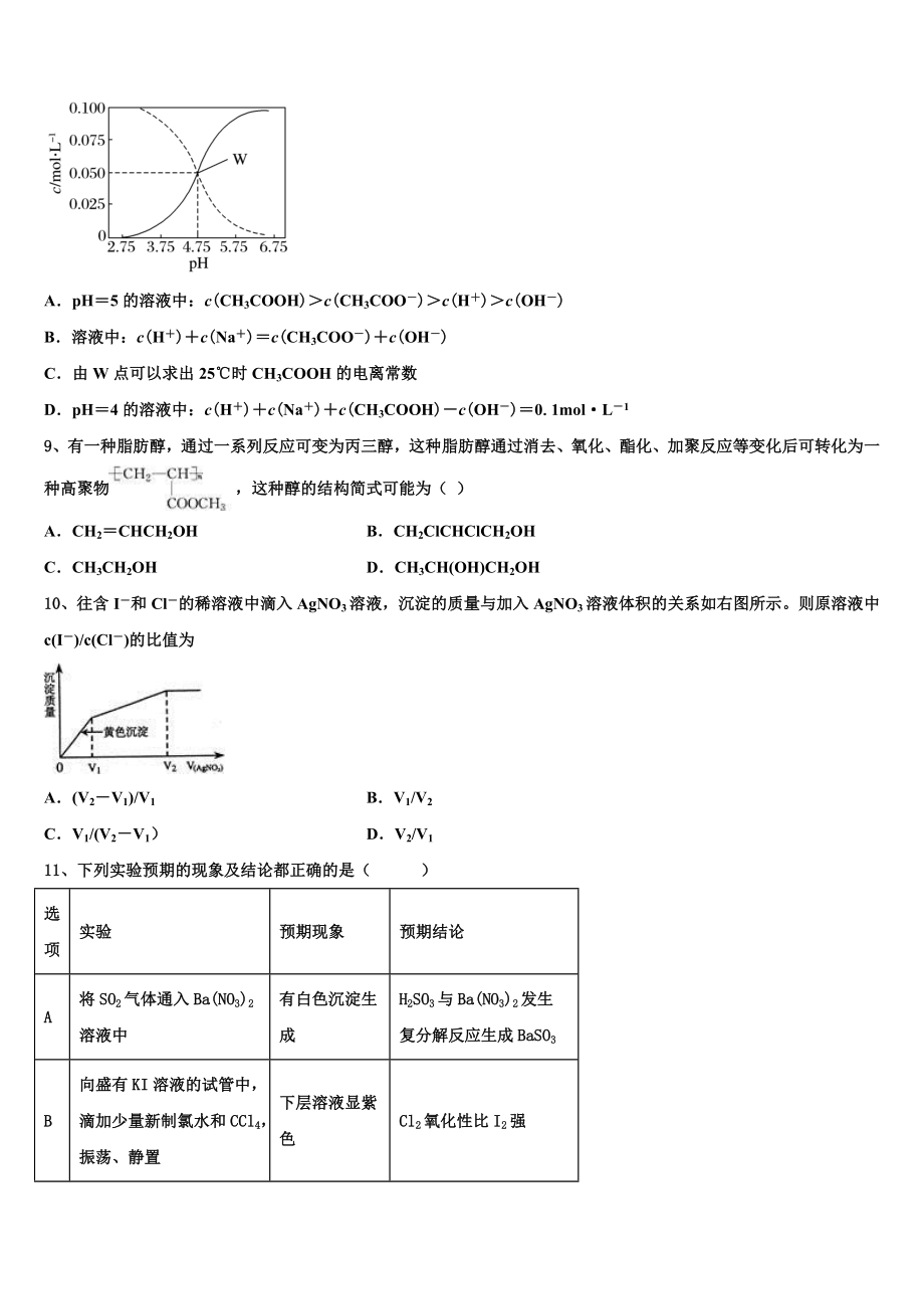 四川省绵阳市高中2023学年化学高二第二学期期末经典模拟试题（含解析）.doc_第3页