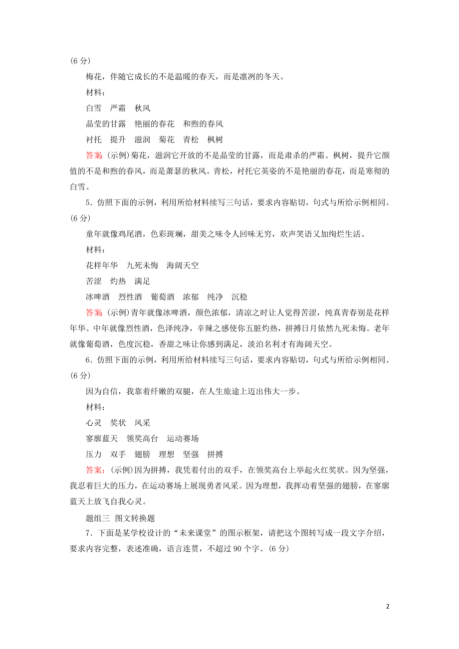 023学年高考语文二轮复习专题7语言运用热点题型热点4语言表达主观题__得体仿写图文转换测试含解析.doc_第2页