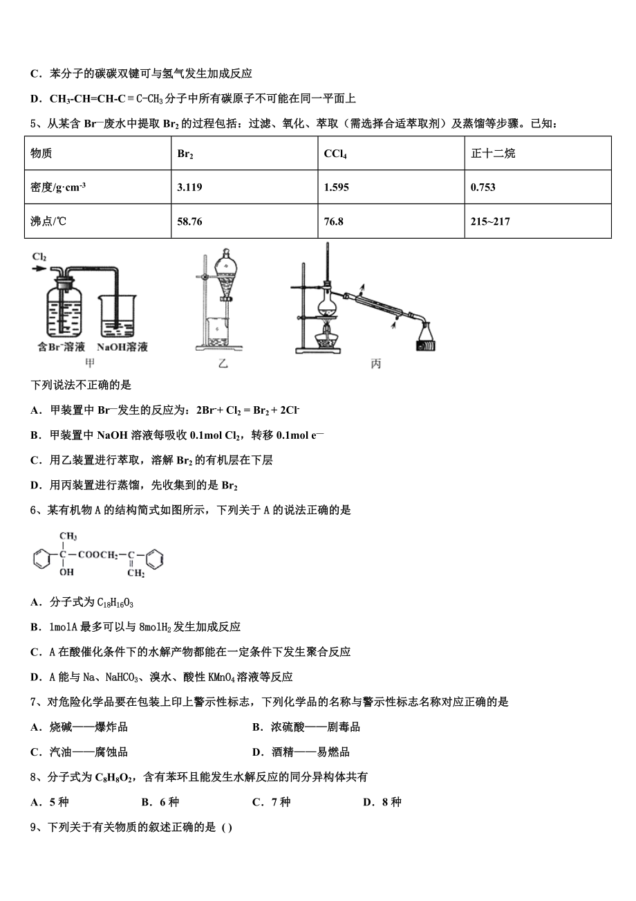 2023届辽宁省大连市普兰店区第一中学化学高二下期末综合测试试题（含解析）.doc_第2页