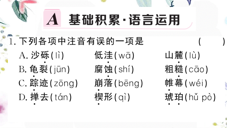 黄冈专版2023学年春八年级语文下册第二单元8时间的脚印习题课件（人教版）2.pptx_第2页