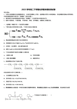 2023届河南省鹤壁市第一中学高二化学第二学期期末检测试题（含解析）.doc