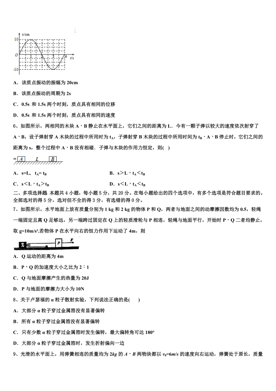 2023届重庆市南坪中学物理高二下期末教学质量检测试题（含解析）.doc_第2页