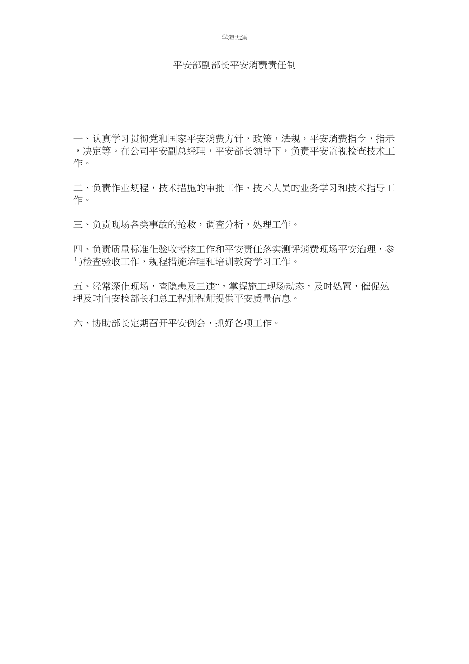 2023年安全部副部长安全生产责任制范文.docx_第1页