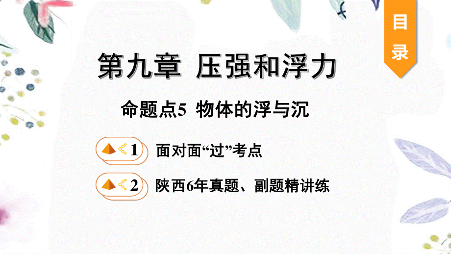 陕西省2023学年年中考物理一轮复习基醇点一遍过第十章压强和浮力命题点5物体的浮与沉课件22.pptx_第1页