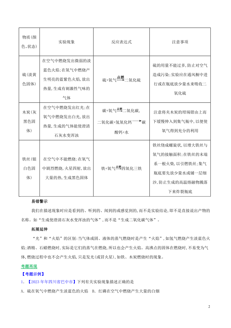 2023学年九年级化学上册第二单元我们周围的空气课题2氧气讲学含解析新版（人教版）.doc_第2页