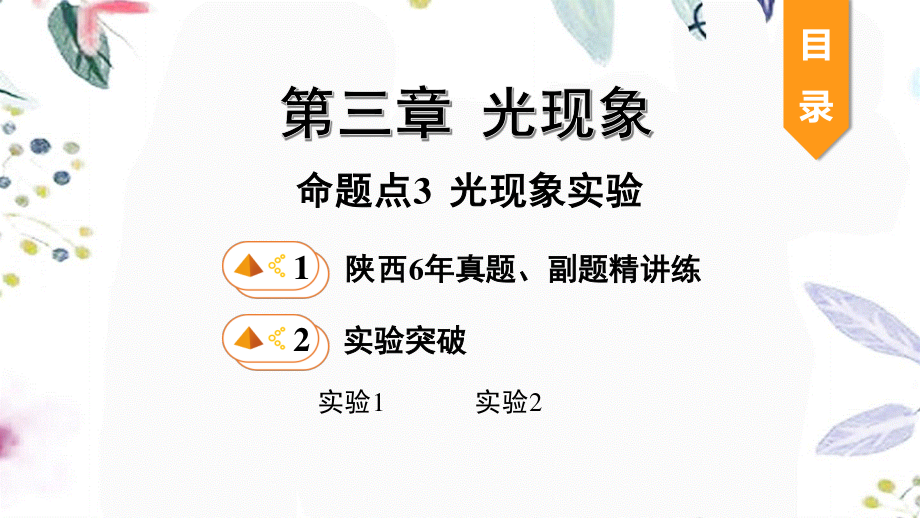 陕西省2023学年年中考物理一轮复习基醇点一遍过第三章光现象命题点3光现象实验课件2.pptx_第1页