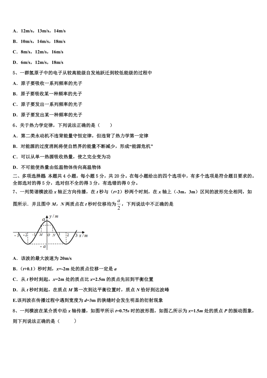 2023学年湖南省岳阳县一中、汨罗市一中高二物理第二学期期末教学质量检测试题（含解析）.doc_第2页