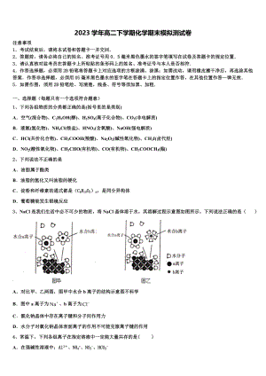 2023届河北省景县中学化学高二第二学期期末学业水平测试试题（含解析）.doc