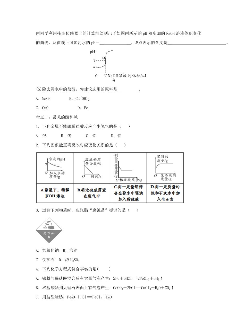 2023学年中考化学复习酸和碱专项训练含解析.doc_第3页