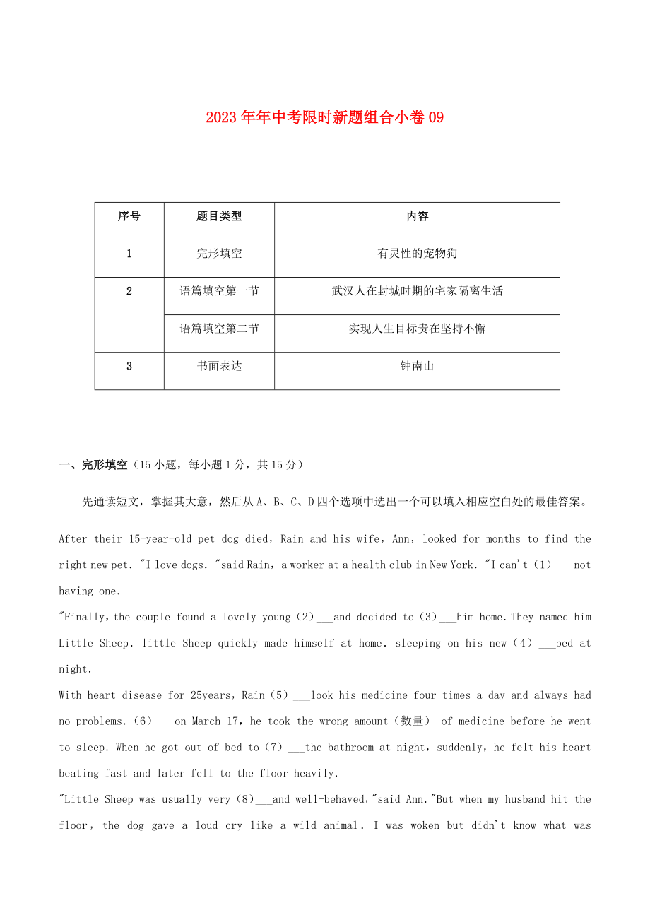 2023学年中考英语组合卷练习09含解析.docx_第1页