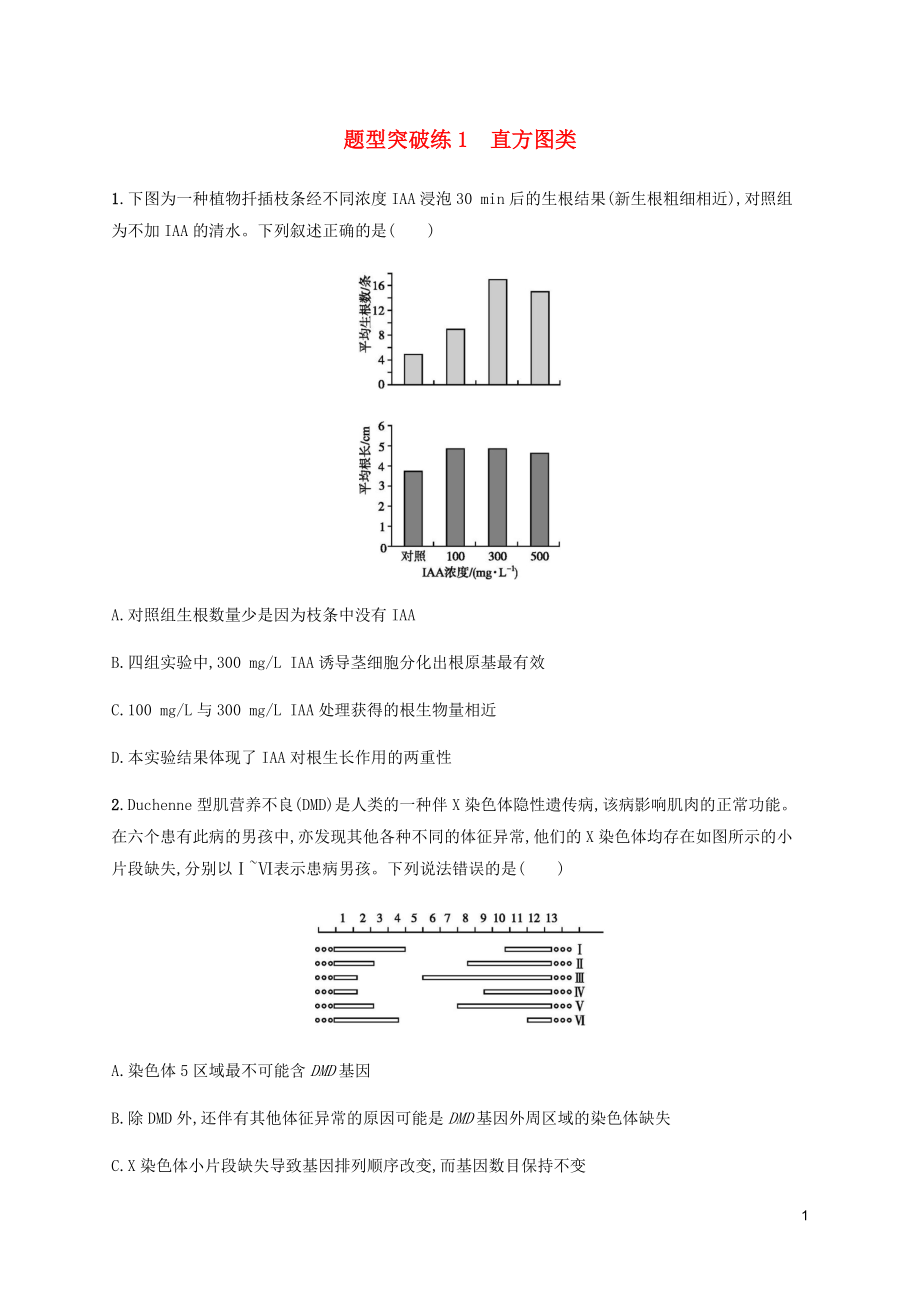 2023学年高考生物三轮冲刺题型突破练1直方图类含解析.docx_第1页