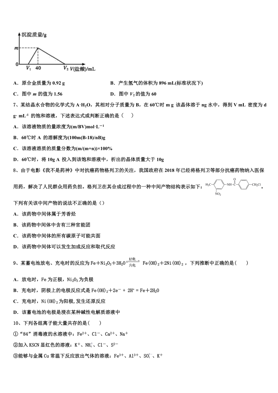 2023学年湖南省衡阳市二十六中化学高二下期末检测模拟试题（含解析）.doc_第2页