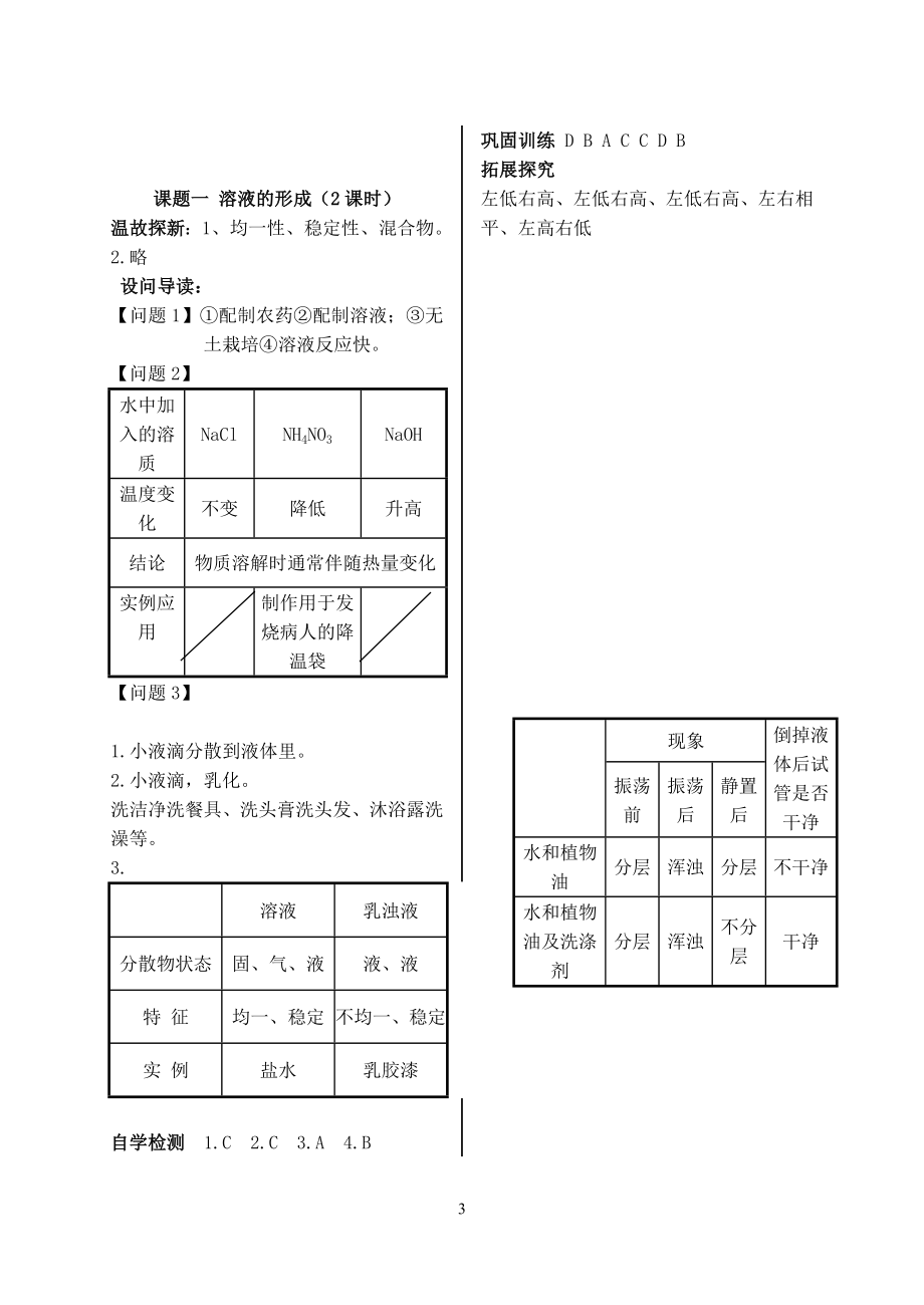 2023学年九年级化学下册第九单元溶液课题1溶液的形成第2课时习题新版（人教版）.doc_第3页