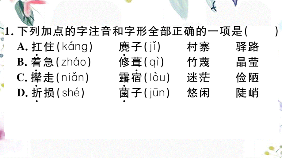 2023学年春七年级语文下册第四单元14驿路梨花习题课件（人教版）2.pptx_第3页