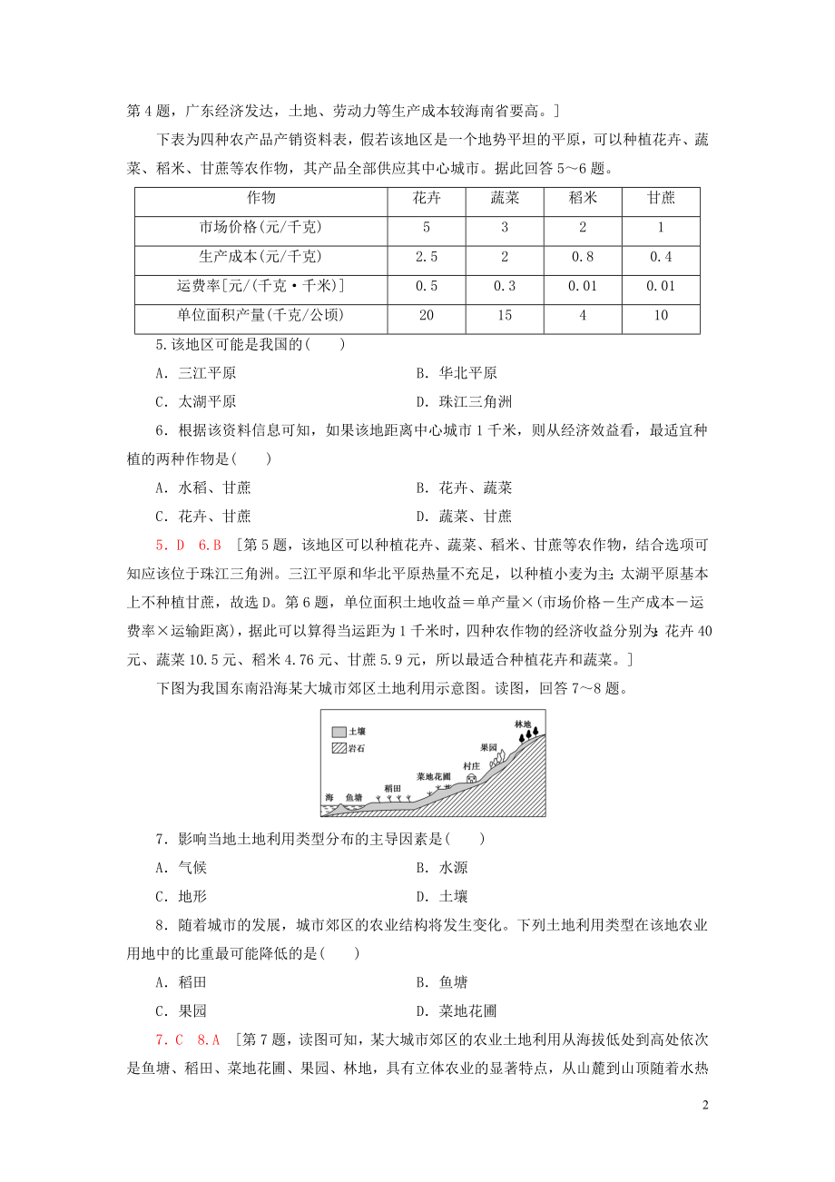 新教材2023学年高中地理课时分层作业9农业的区位选择鲁教版必修第二册22.doc_第2页