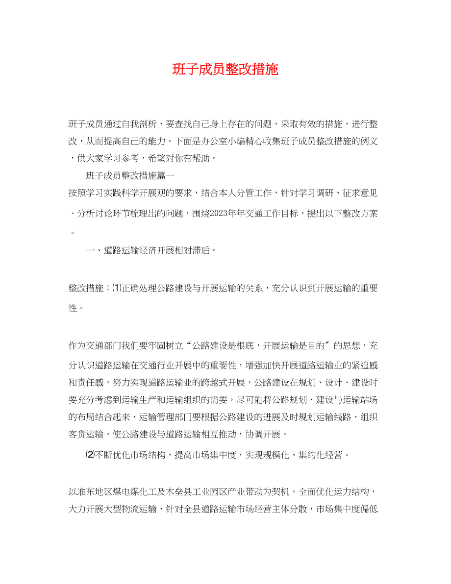 2023年班子成员整改措施.docx_第1页