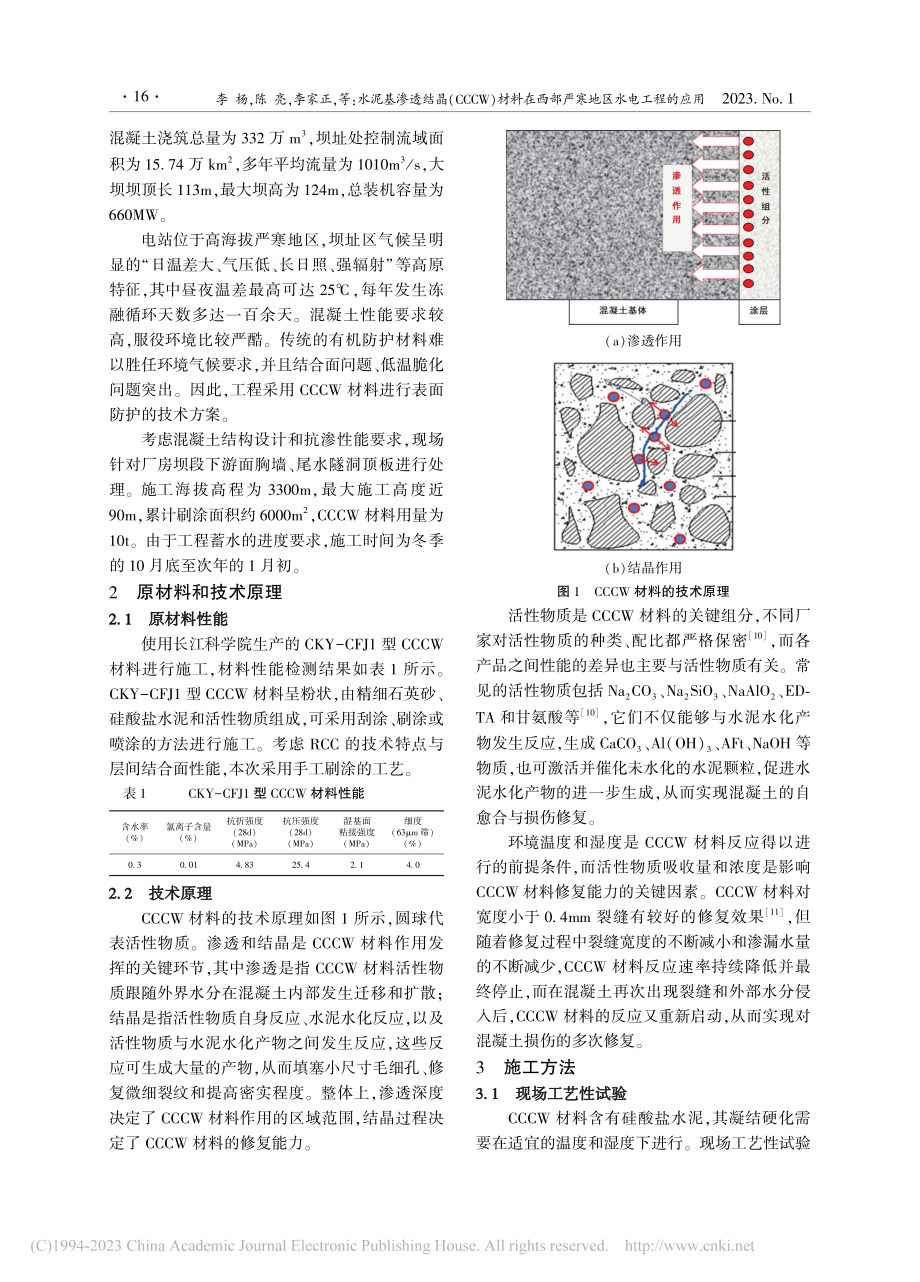 水泥基渗透结晶(CCCW)...西部严寒地区水电工程的应用_李杨.pdf_第2页