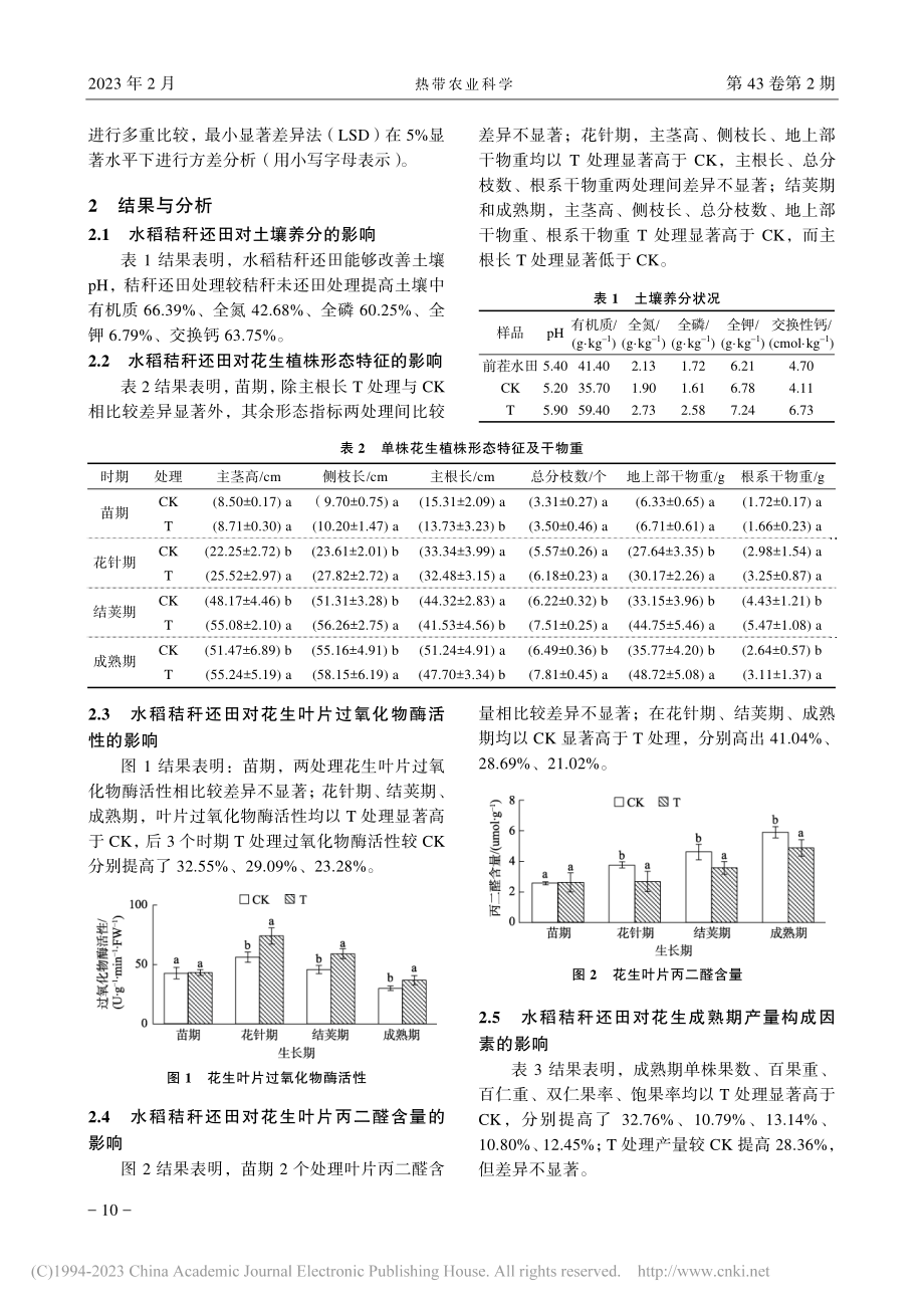 水稻秸秆还田对后茬花生形态、生理及品质特征的影响_陈庆政.pdf_第3页